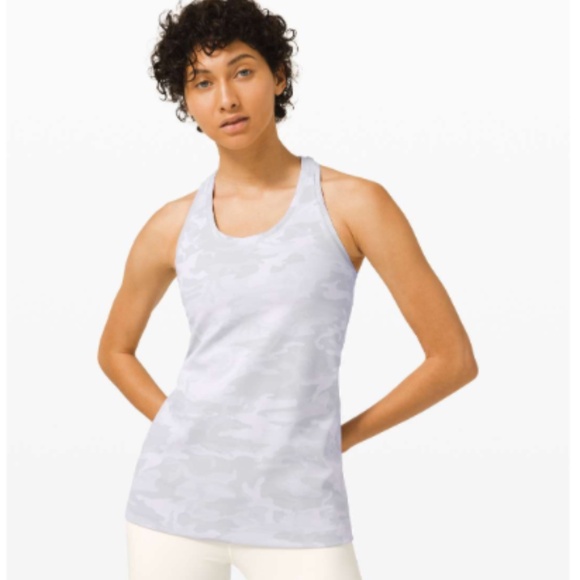 Lululemon Gray Camo Print Cool Racerback Ribbed Tank Top - Picture 2 of 10